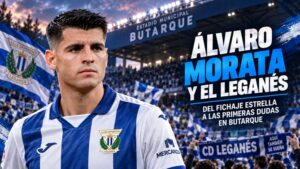 Álvaro Morata con la camiseta del Leganés en Butarque durante su inicio en Segunda División