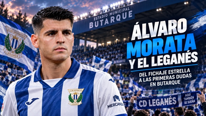 Álvaro Morata con la camiseta del Leganés en Butarque durante su inicio en Segunda División