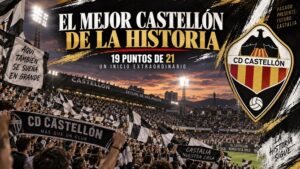 Afición del CD Castellón celebrando el mejor inicio de la historia profesional del club