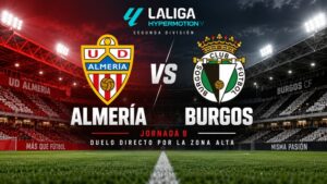 Almería vs Burgos en la Jornada 8 de Segunda División, duelo directo por la zona alta